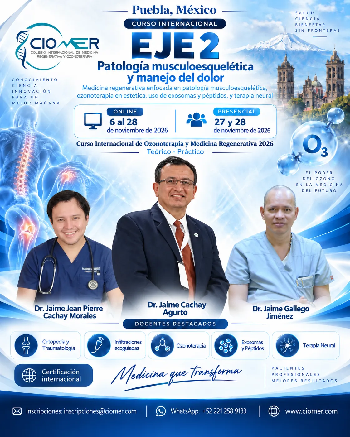 Curso Internacional de Ozonoterapia y Medicina Regenerativa · Eje 2 — Patología Musculoesquelética y Manejo del Dolor